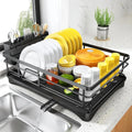Large dish drying rack with integrated drip tray designed for efficient drying, countertop protection, and organized kitchen storage - Euroselle