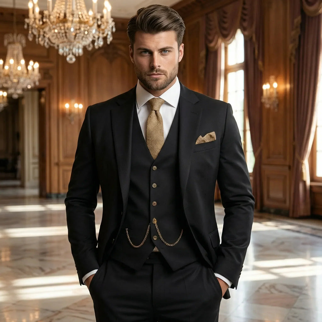 Driedelig slim-fit pak voor heren - jas, vest en broek