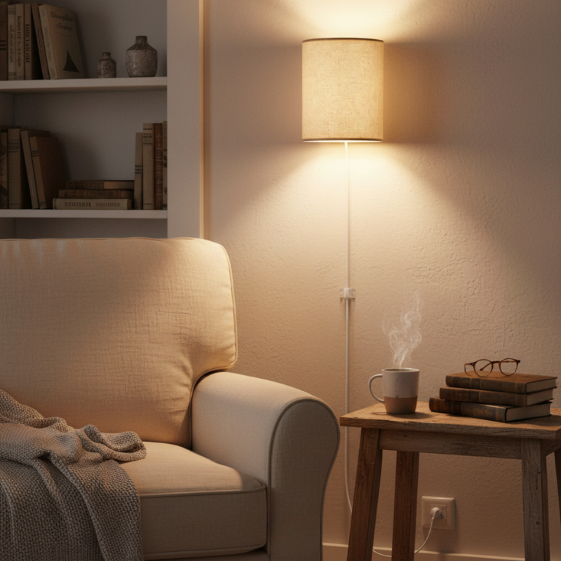 Drum Fabric Wall Sconce - Soft Light & Easy Plug-In Installation | Euroselle
