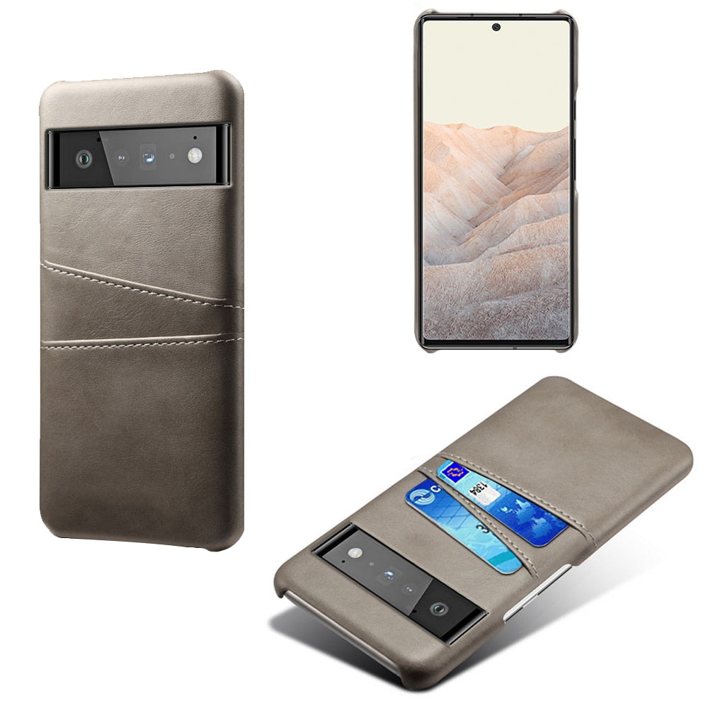 Funda billetera para Google Pixel — Aspecto de cuero, 2 ranuras para tarjetas, bordes elevados