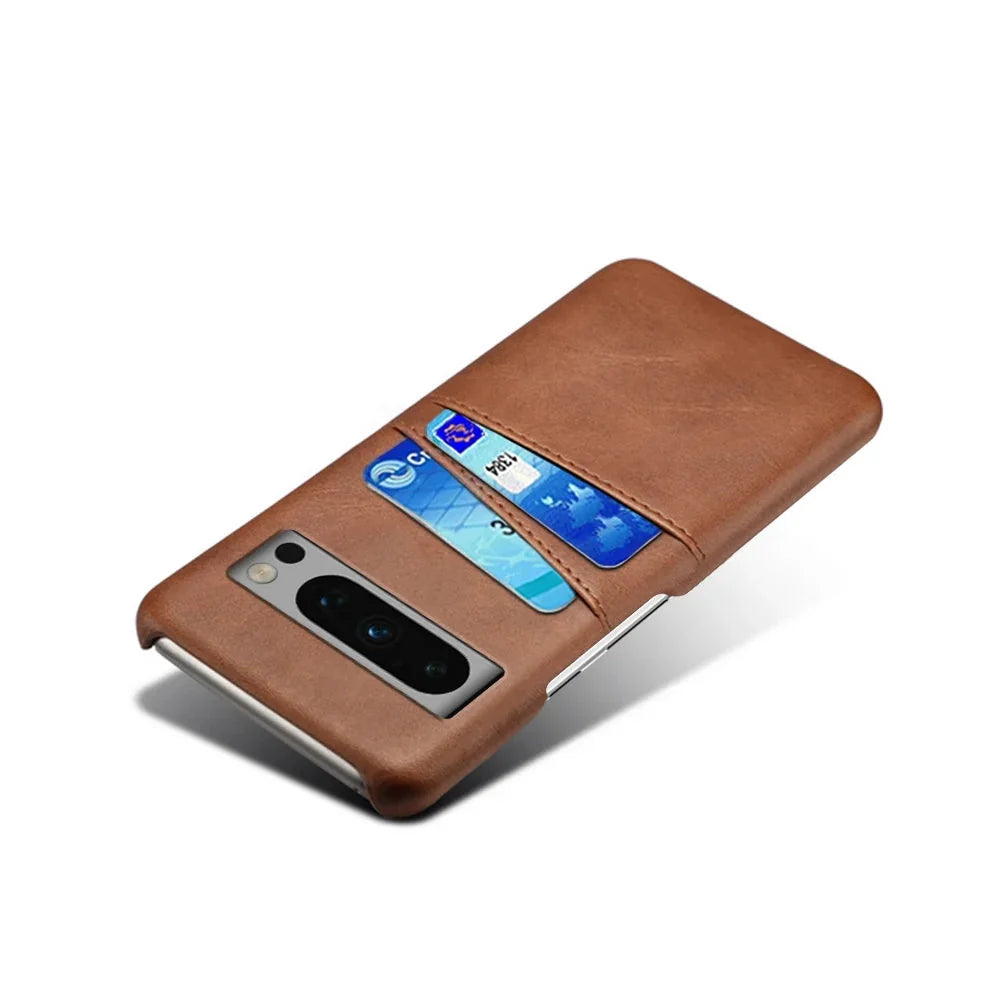 Funda billetera para Google Pixel — Aspecto de cuero, 2 ranuras para tarjetas, bordes elevados