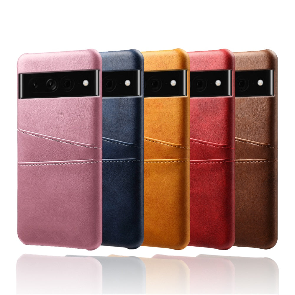 Funda billetera para Google Pixel — Aspecto de cuero, 2 ranuras para tarjetas, bordes elevados
