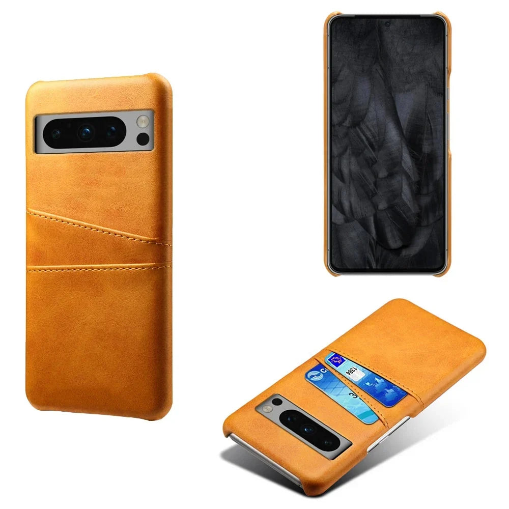 Funda billetera para Google Pixel — Aspecto de cuero, 2 ranuras para tarjetas, bordes elevados