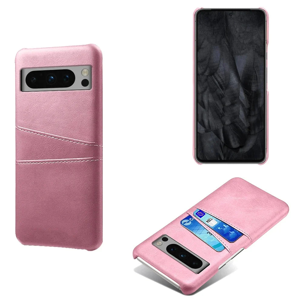 Funda billetera para Google Pixel — Aspecto de cuero, 2 ranuras para tarjetas, bordes elevados