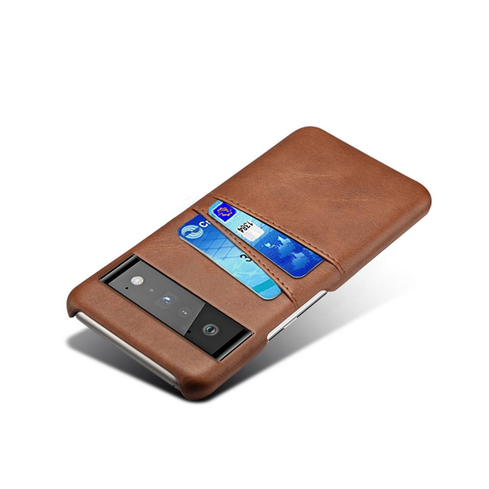Funda billetera para Google Pixel — Aspecto de cuero, 2 ranuras para tarjetas, bordes elevados