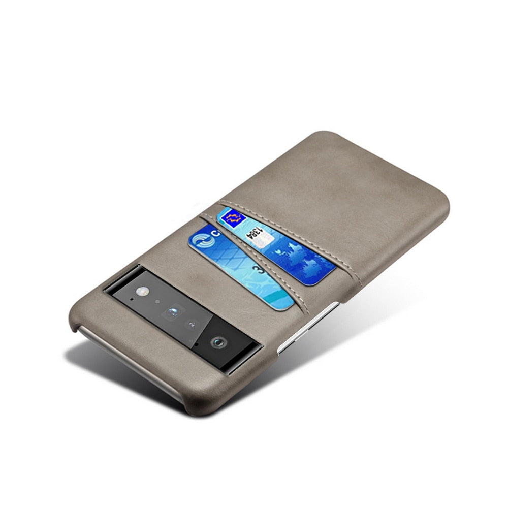Funda billetera para Google Pixel — Aspecto de cuero, 2 ranuras para tarjetas, bordes elevados