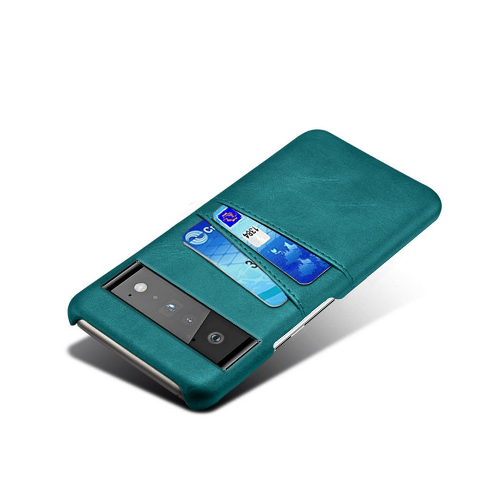 Funda billetera para Google Pixel — Aspecto de cuero, 2 ranuras para tarjetas, bordes elevados