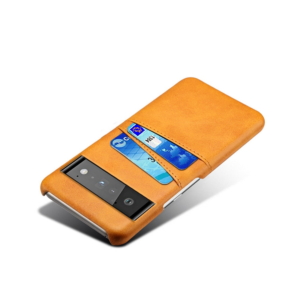 Funda billetera para Google Pixel — Aspecto de cuero, 2 ranuras para tarjetas, bordes elevados