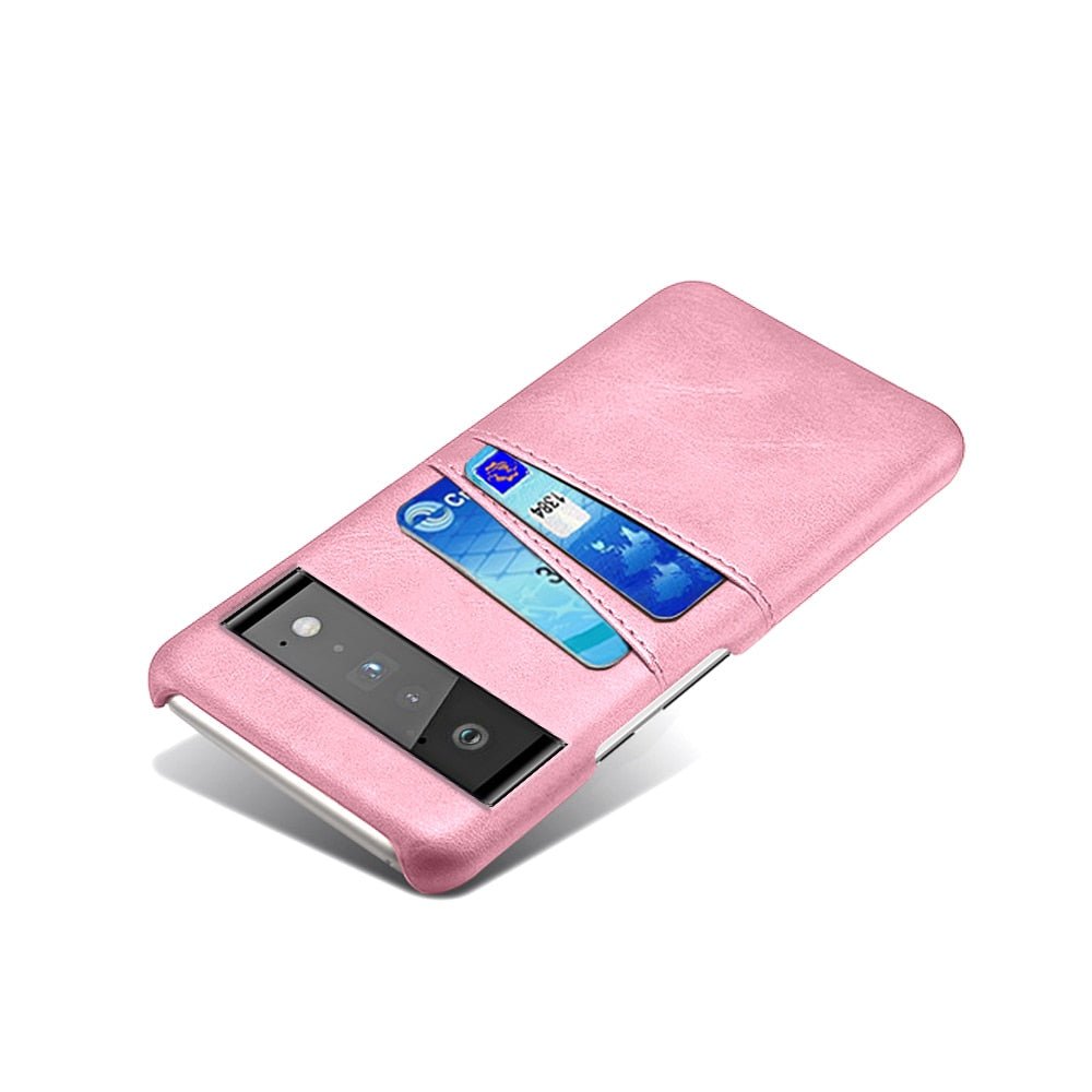 Funda billetera para Google Pixel — Aspecto de cuero, 2 ranuras para tarjetas, bordes elevados