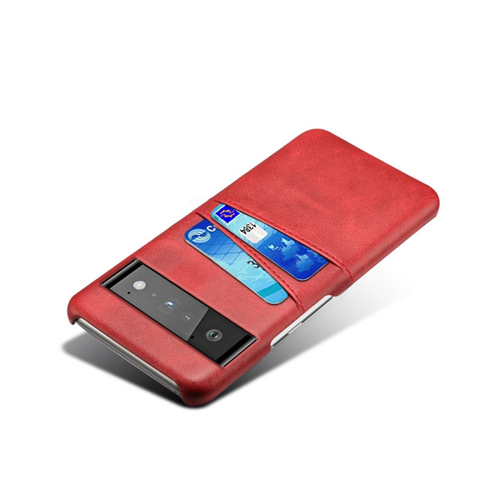 Funda billetera para Google Pixel — Aspecto de cuero, 2 ranuras para tarjetas, bordes elevados
