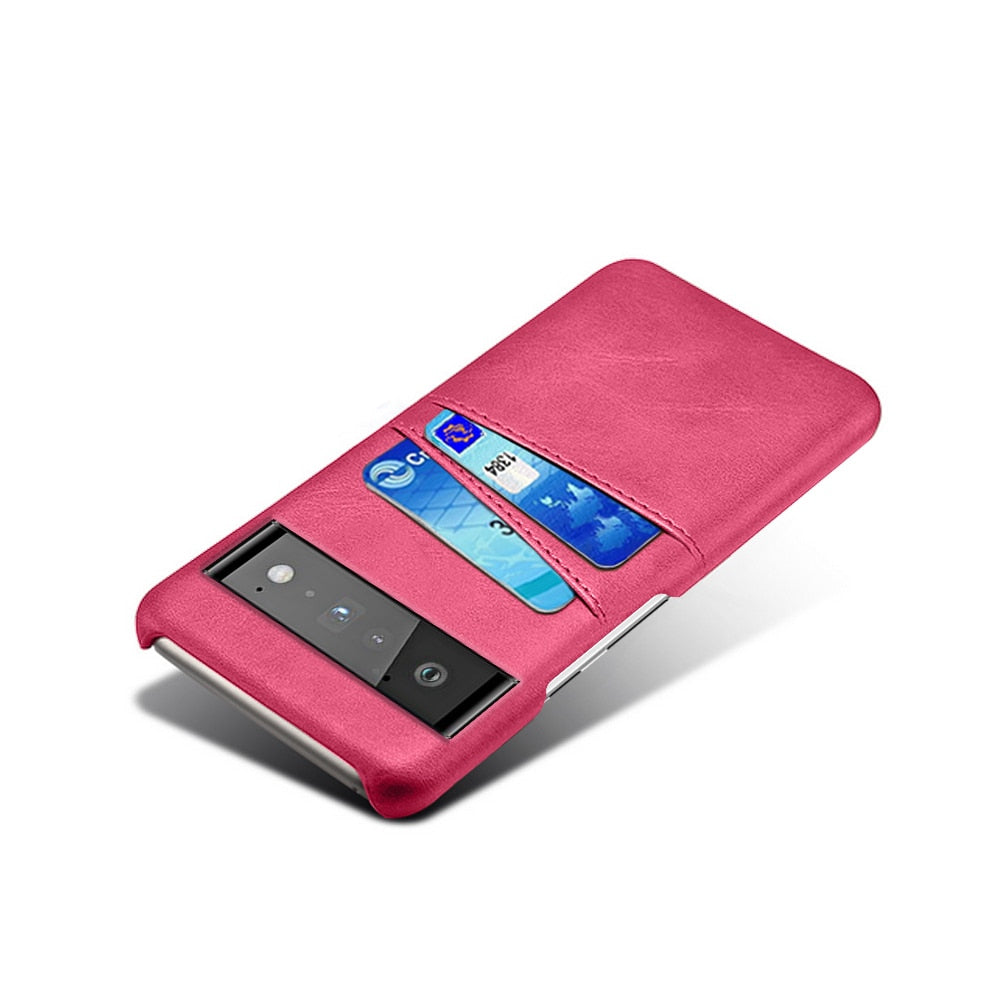 Funda billetera para Google Pixel — Aspecto de cuero, 2 ranuras para tarjetas, bordes elevados