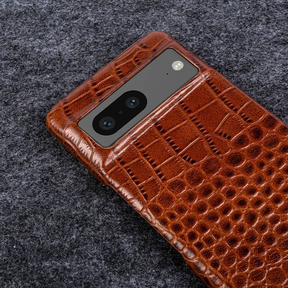 Pouzdro z pravé kůže pro Google Pixel — krokodýlí textura, zvýšené okraje