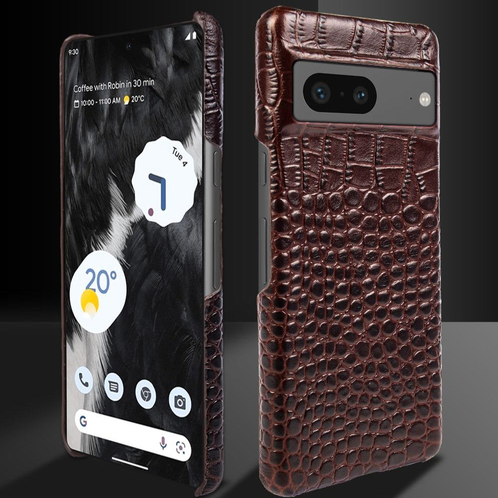 Pouzdro z pravé kůže pro Google Pixel — krokodýlí textura, zvýšené okraje