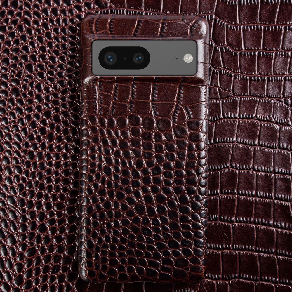 Pouzdro z pravé kůže pro Google Pixel — krokodýlí textura, zvýšené okraje