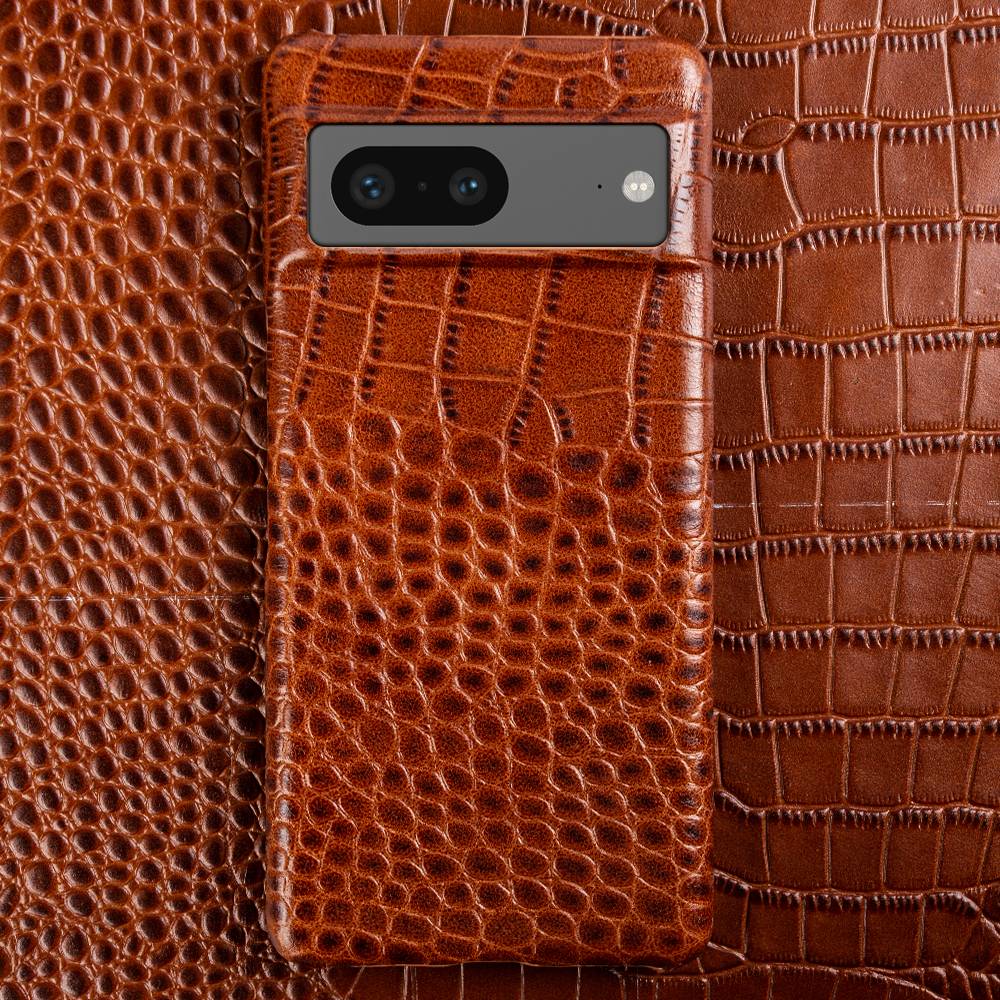 Pouzdro z pravé kůže pro Google Pixel — krokodýlí textura, zvýšené okraje