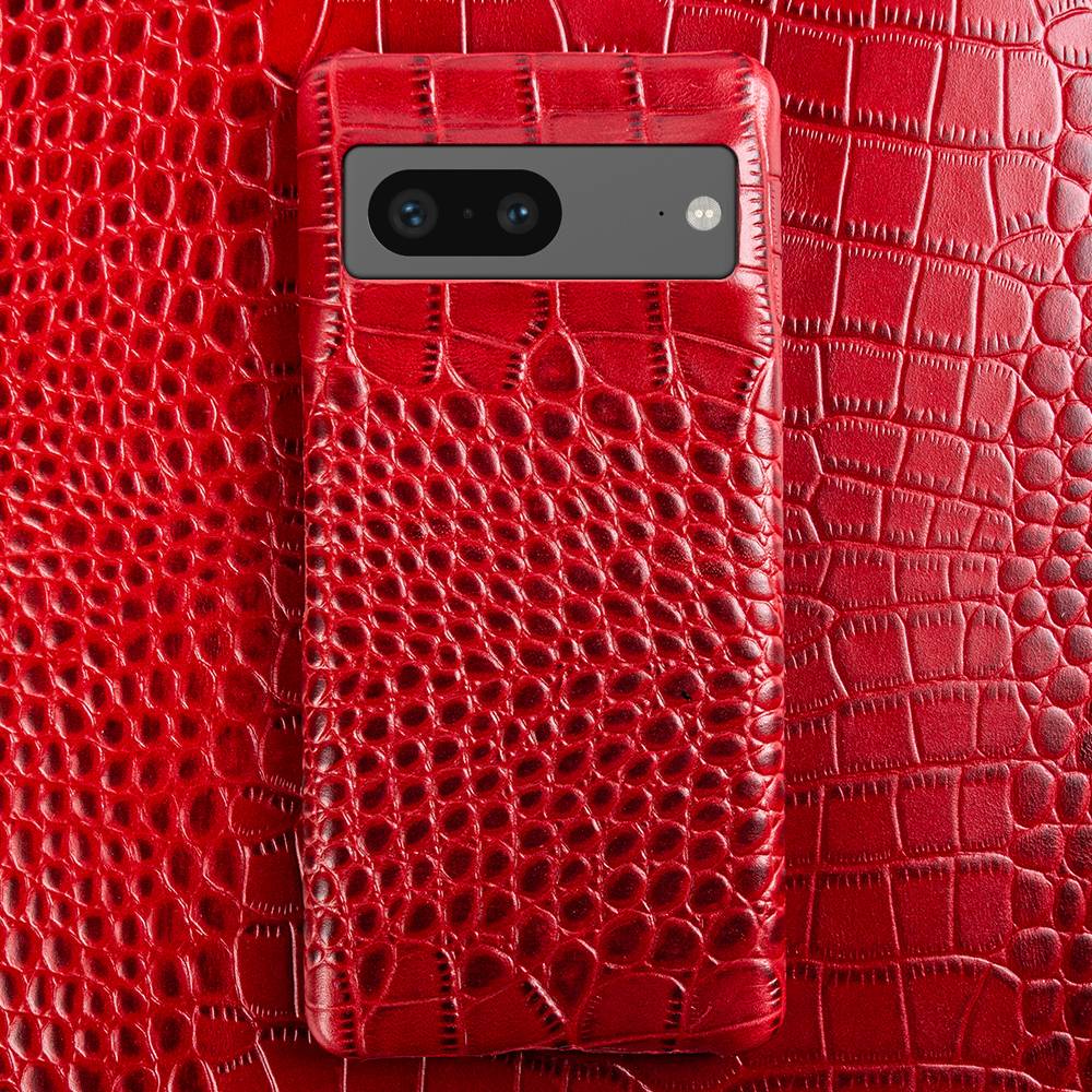 Pouzdro z pravé kůže pro Google Pixel — krokodýlí textura, zvýšené okraje
