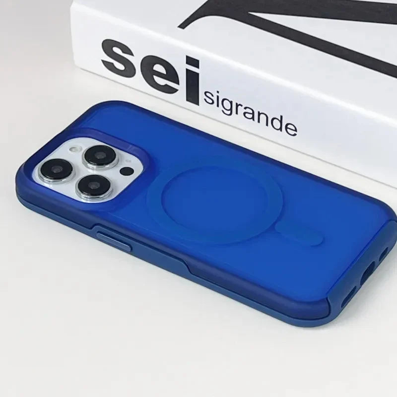 حافظة TPU مزدوجة الطبقات لهاتف iPhone 14–16 — حلقة MagSafe ومقاومة لبصمات الأصابع
