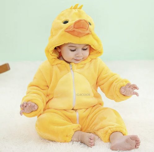 Baby-Schlafanzug mit Reißverschluss und Kapuze, Kostümdesign mit Tierfigur für Jungen und Mädchen | weiche Loungewear aus Baumwoll-Polyester-Mischgewebe, Schlafanzug für Babys 0-