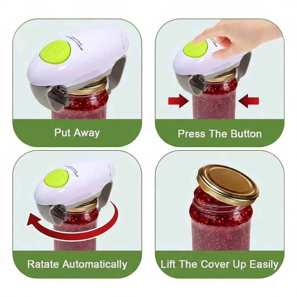 SureGrip Electric Bottle Opener — Compact Ergonomic Grip, One-Touch Opening, Powerful Motor