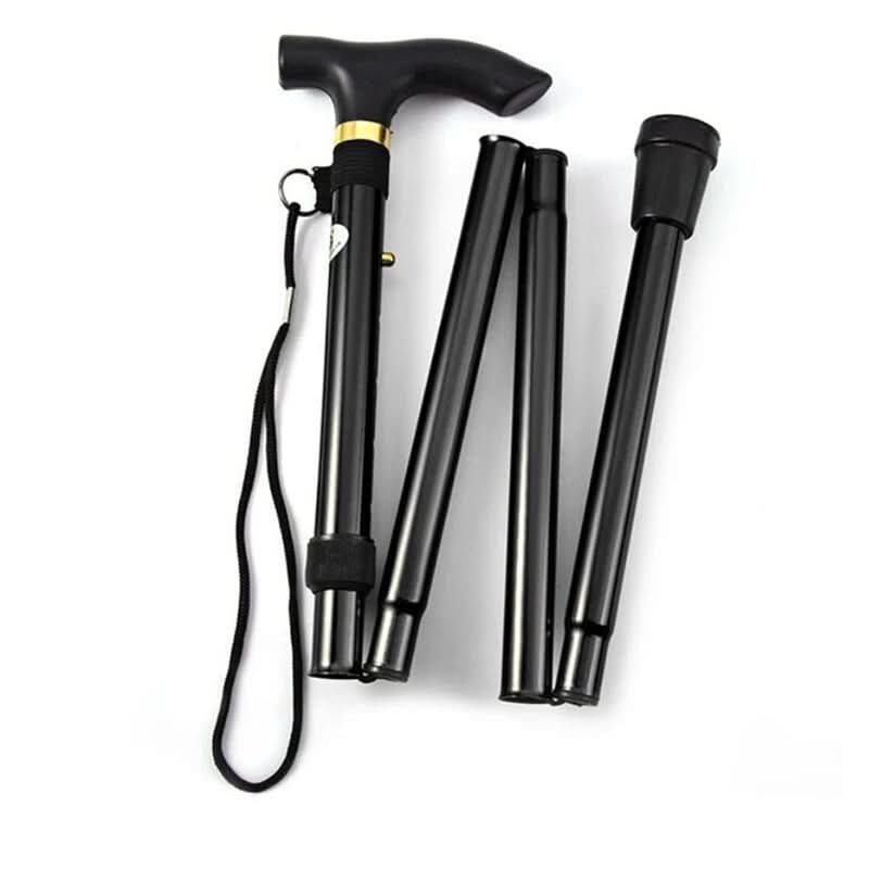 Adjustable Folding Aluminum Cane — Ergonomic Handle & Wrist Strap
