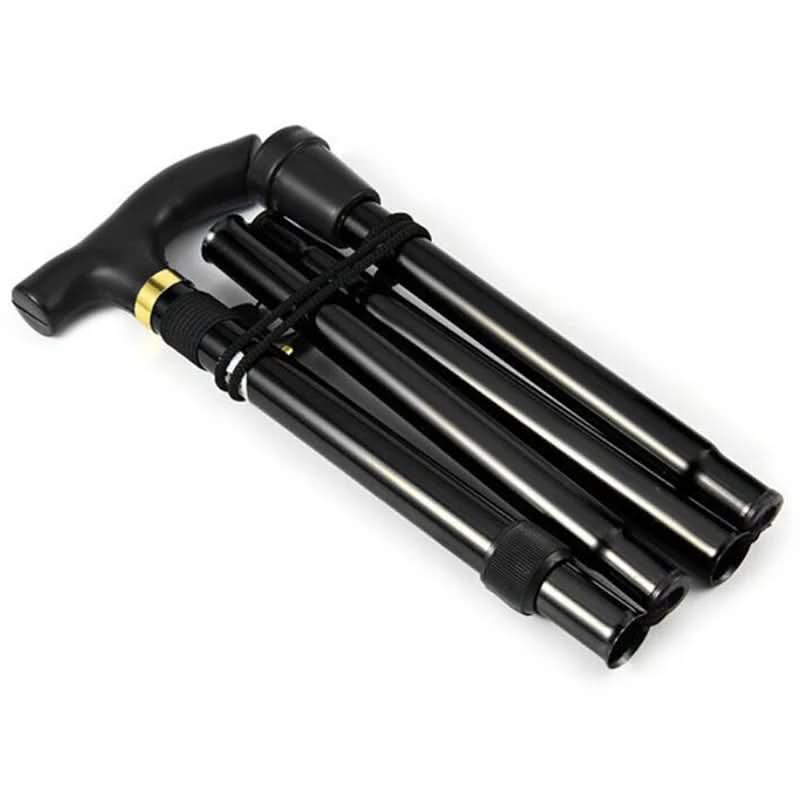 Adjustable Folding Aluminum Cane — Ergonomic Handle & Wrist Strap