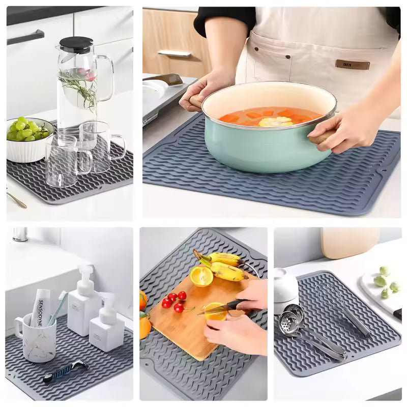 Eco-Conscious Silicone Dish Mat Protects Counters from Heat and Water - Euroselle