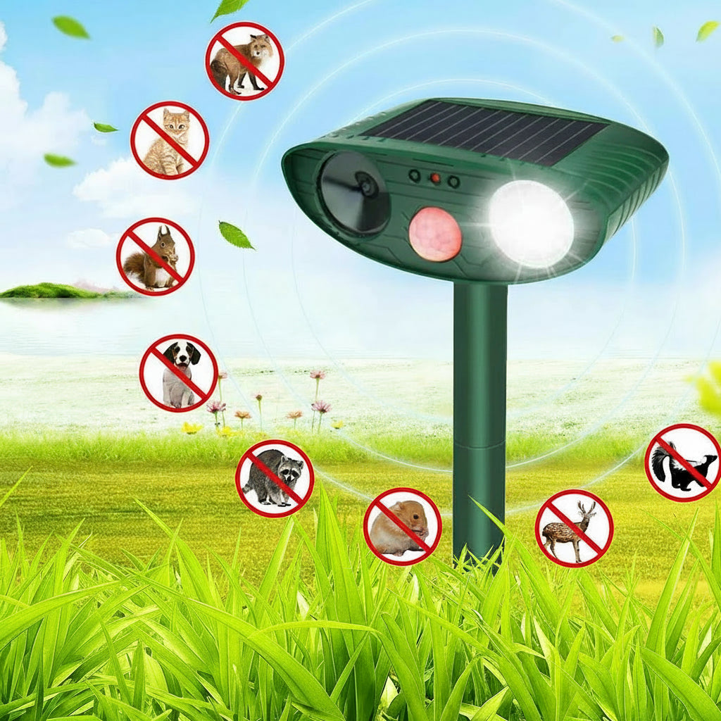 Solar Motion Ultrasonic Repeller for Humane Garden Protection - Euroselle