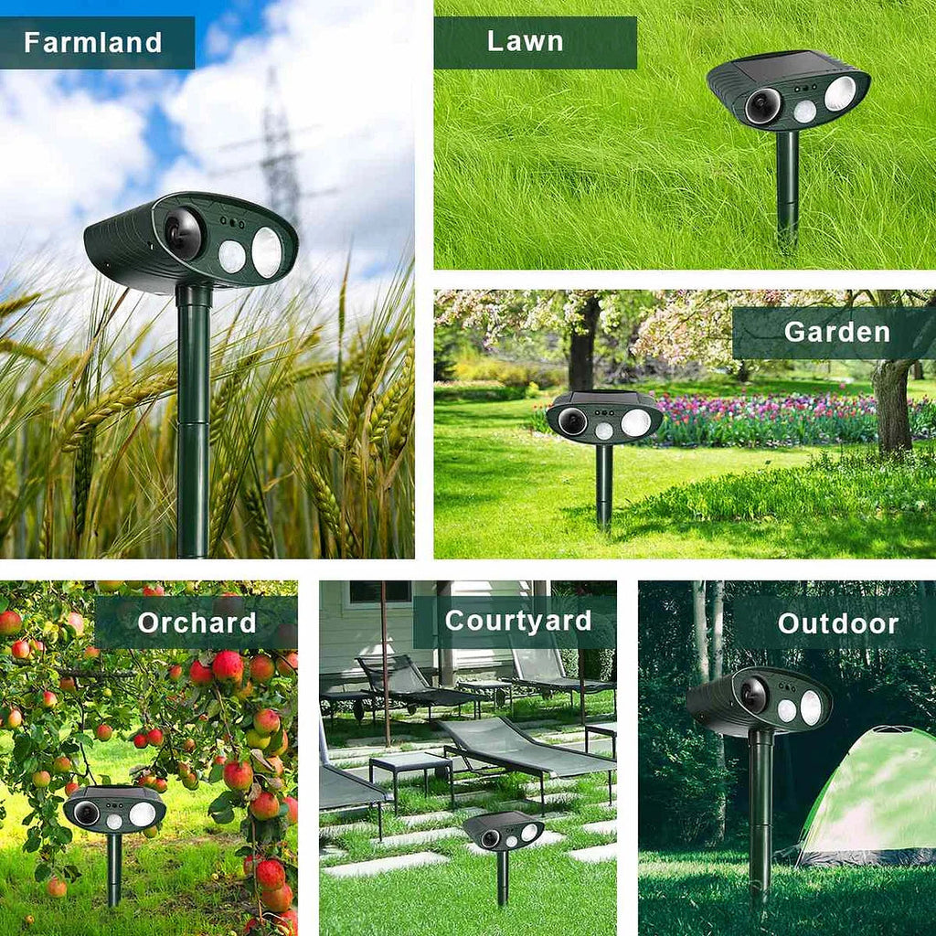 Solar Motion Ultrasonic Repeller for Humane Garden Protection - Euroselle