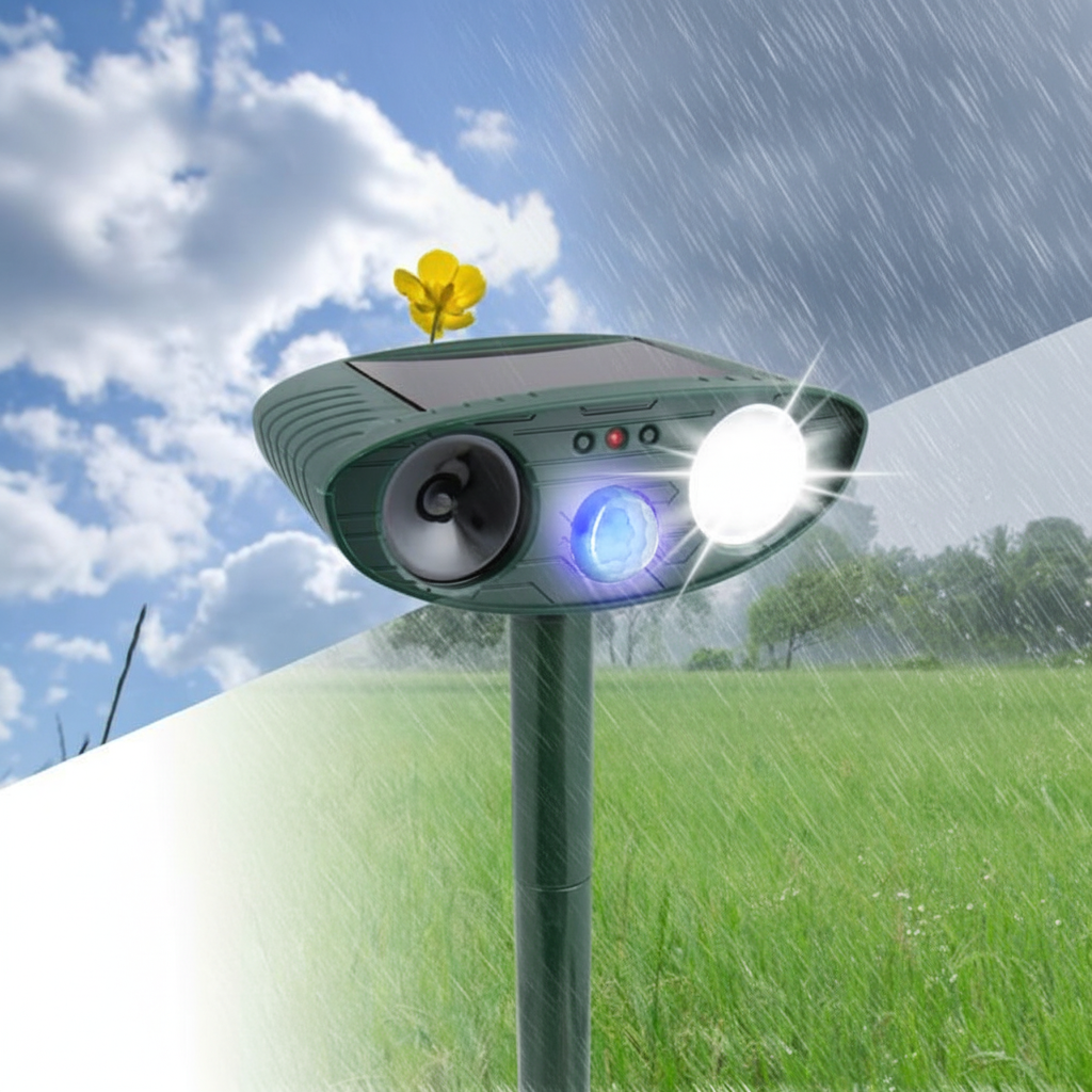 Solar Motion Ultrasonic Repeller for Humane Garden Protection - Euroselle