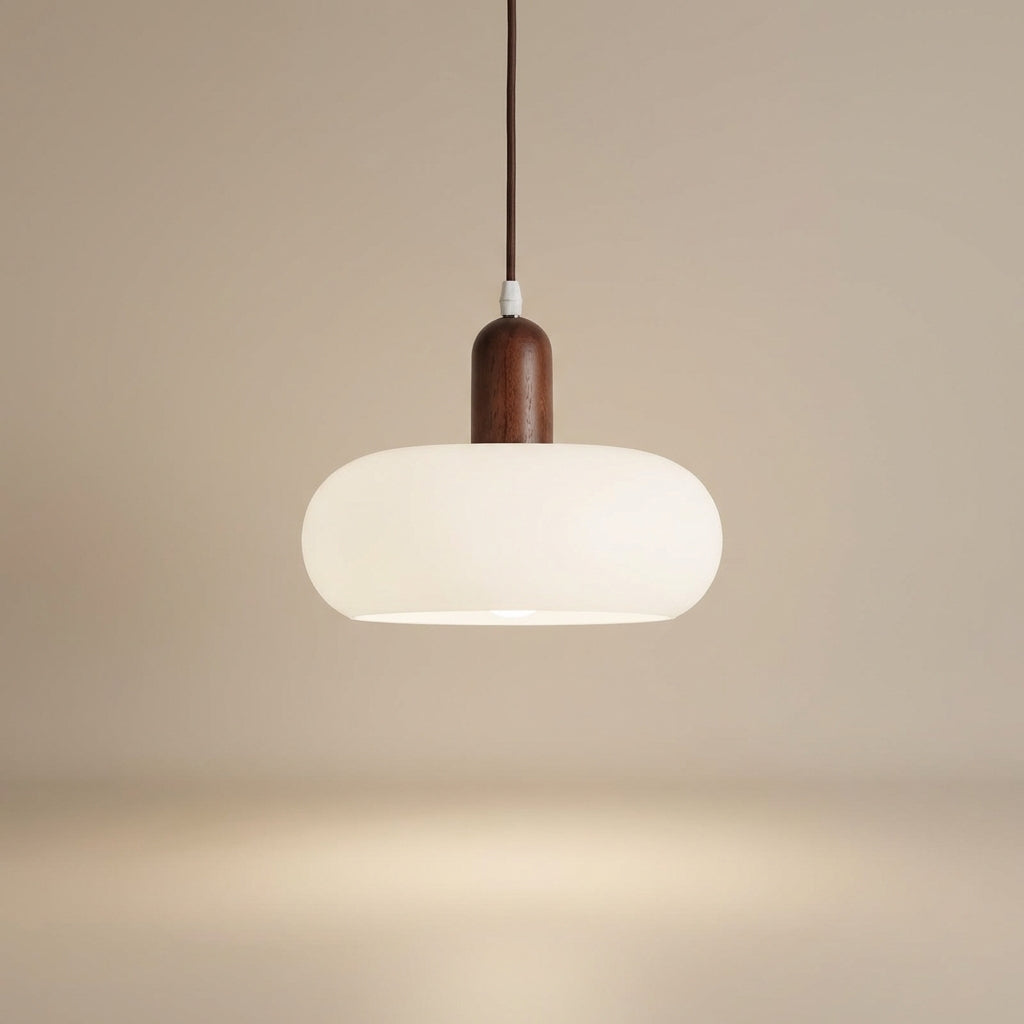 Nova Nordic Pendant Lamp With Wood Plus Glass For Home Use