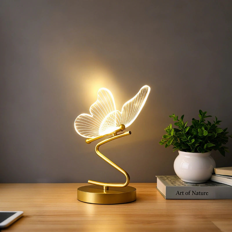 Elegant Butterfly Table Lamp – Rechargeable Cordless Design with Adjustable Lighting for Bedroom or Nightstand | Euroselle