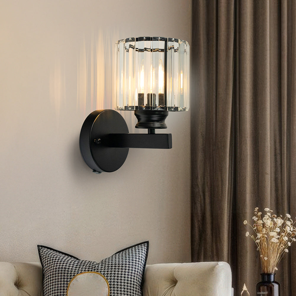 Wall Sconce Light Iron Crystal E27 Base Glass Shade | Euroselle
