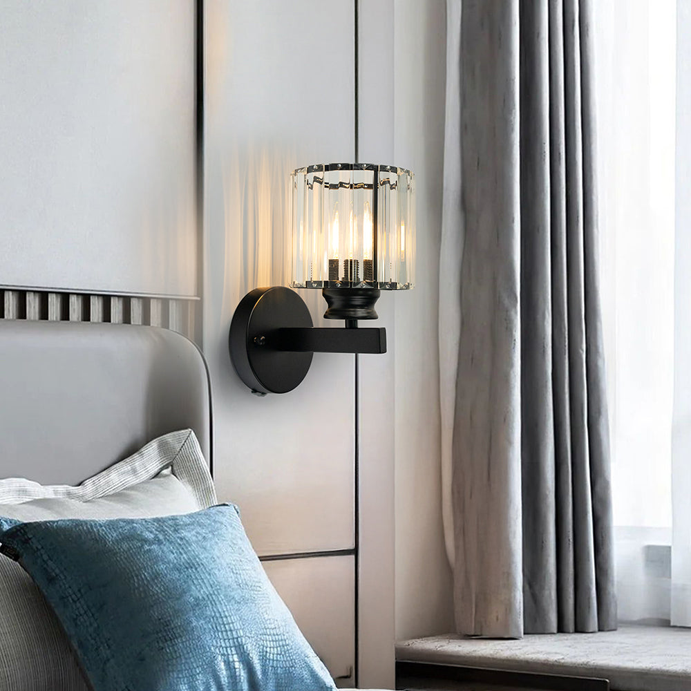 Wall Sconce Light Iron Crystal E27 Base Glass Shade | Euroselle