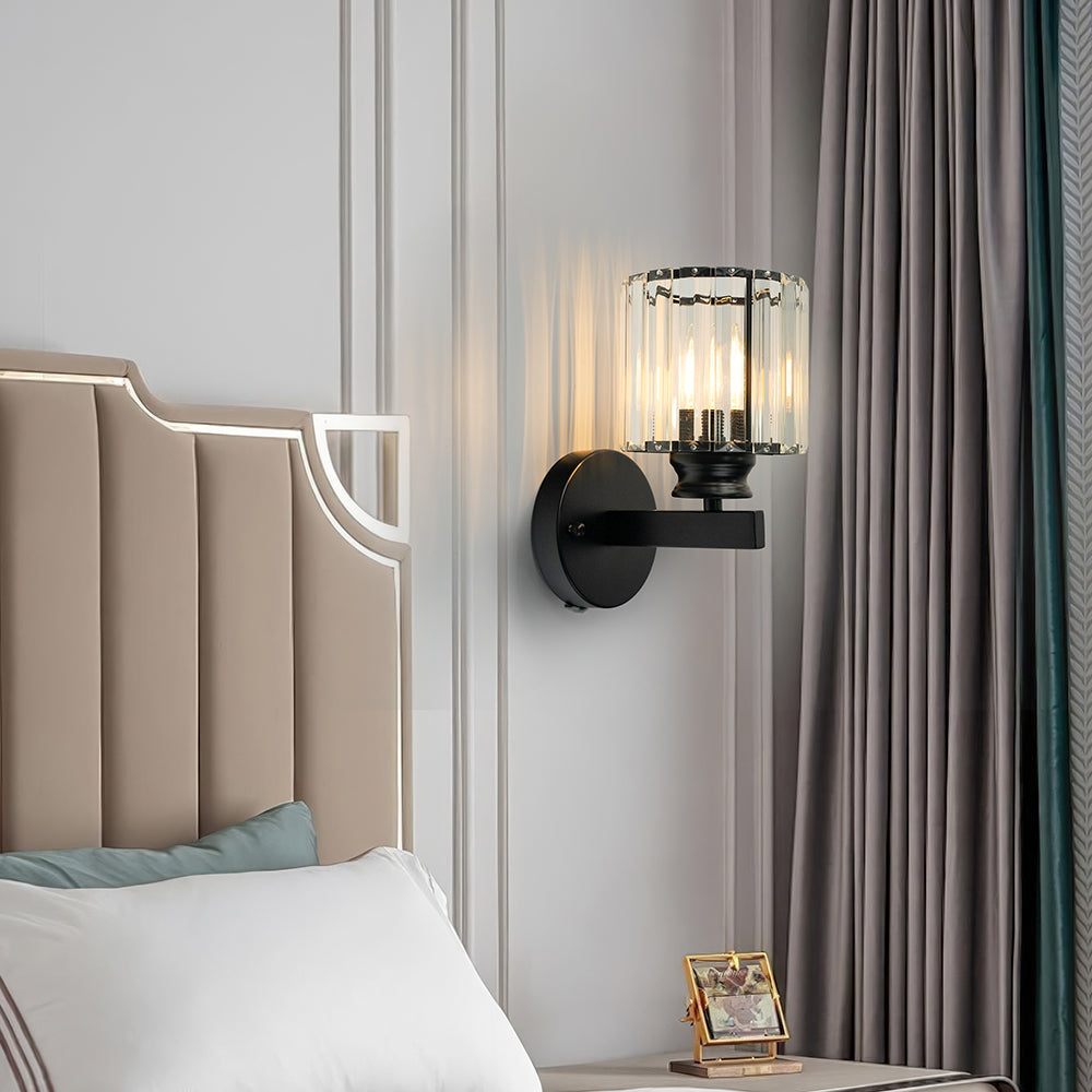 Wall Sconce Light Iron Crystal E27 Base Glass Shade | Euroselle