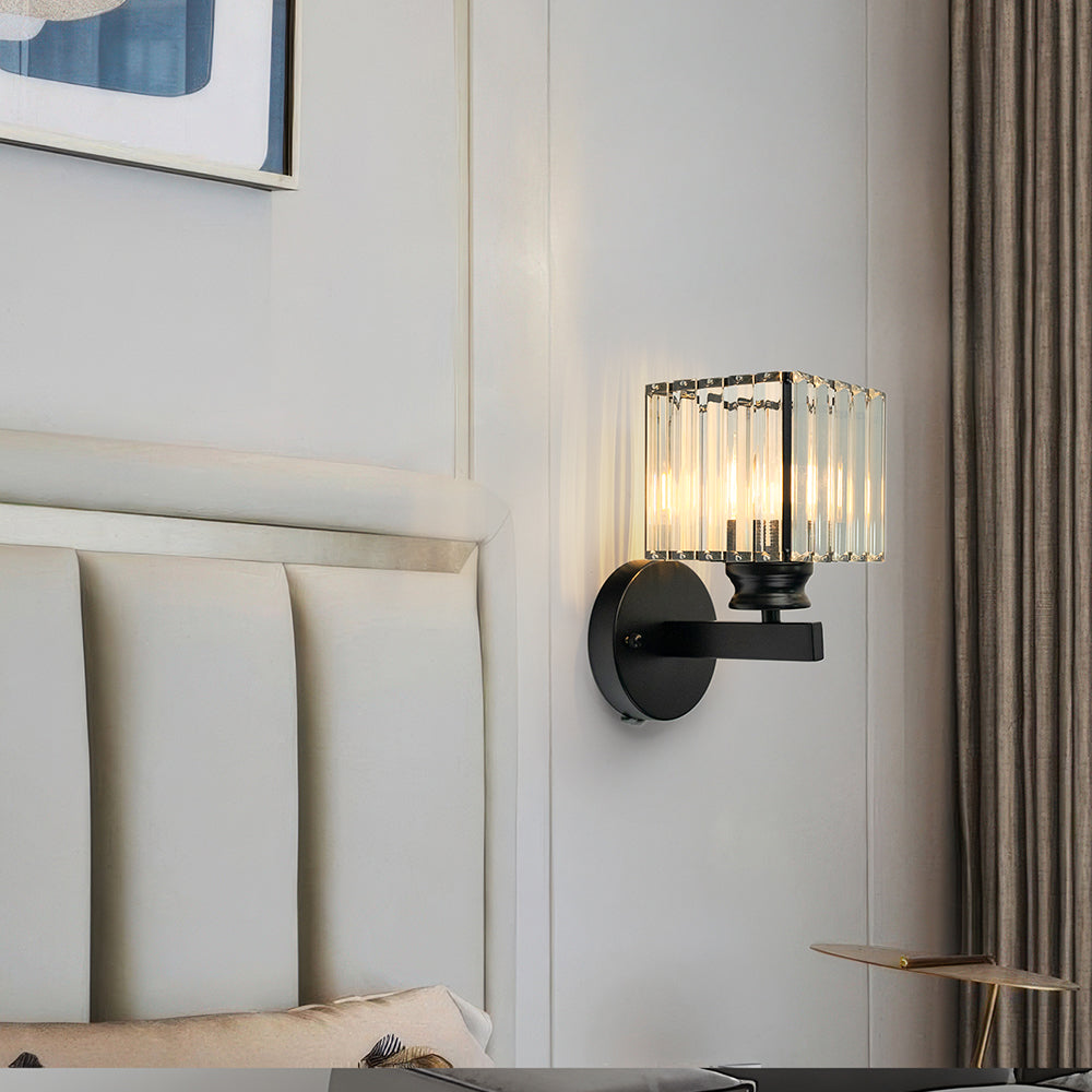 Wall Sconce Light Iron Crystal E27 Base Glass Shade | Euroselle