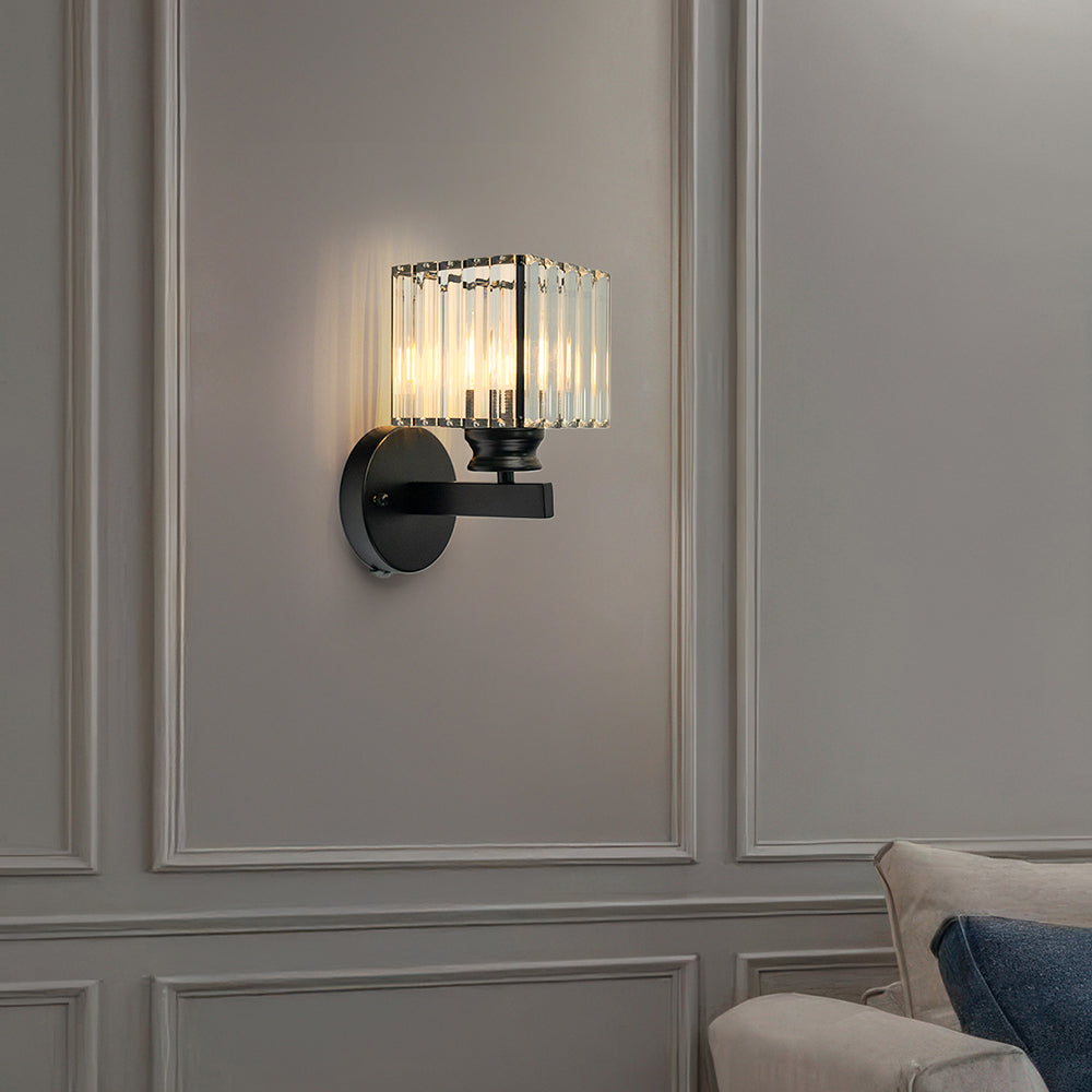 Wall Sconce Light Iron Crystal E27 Base Glass Shade | Euroselle