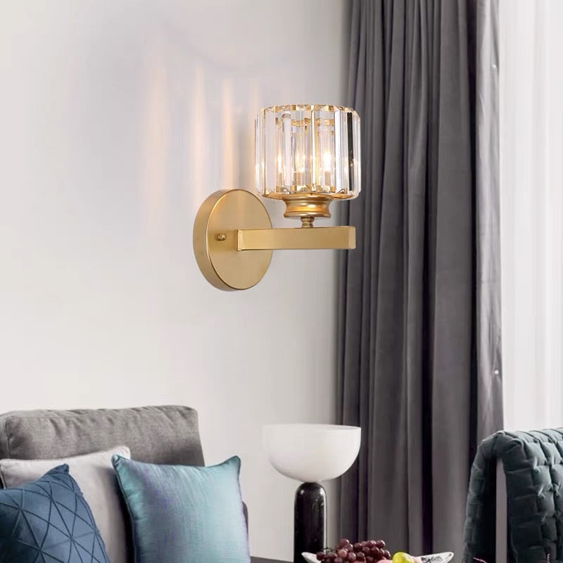 Wall Sconce Light Iron Crystal E27 Base Glass Shade | Euroselle