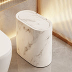 Elegant oval marble-pattern waste bin designed for modern interiors with compact and stylish everyday functionality - Euroselle