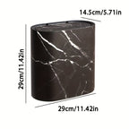 Elegant oval marble-pattern waste bin designed for modern interiors with compact and stylish everyday functionality - Euroselle