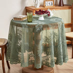 Elegant Sheer Lace Round Tablecloth Floral Design for Dining & Living Rooms - Euroselle