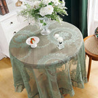 Elegant Sheer Lace Round Tablecloth Floral Design for Dining & Living Rooms - Euroselle