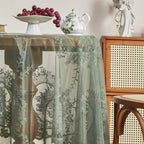 Elegant Sheer Lace Round Tablecloth Floral Design for Dining & Living Rooms - Euroselle