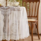 Elegant Sheer Lace Round Tablecloth Floral Design for Dining & Living Rooms - Euroselle