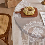 Elegant Sheer Lace Round Tablecloth Floral Design for Dining & Living Rooms - Euroselle