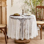 Elegant Sheer Lace Round Tablecloth Floral Design for Dining & Living Rooms - Euroselle