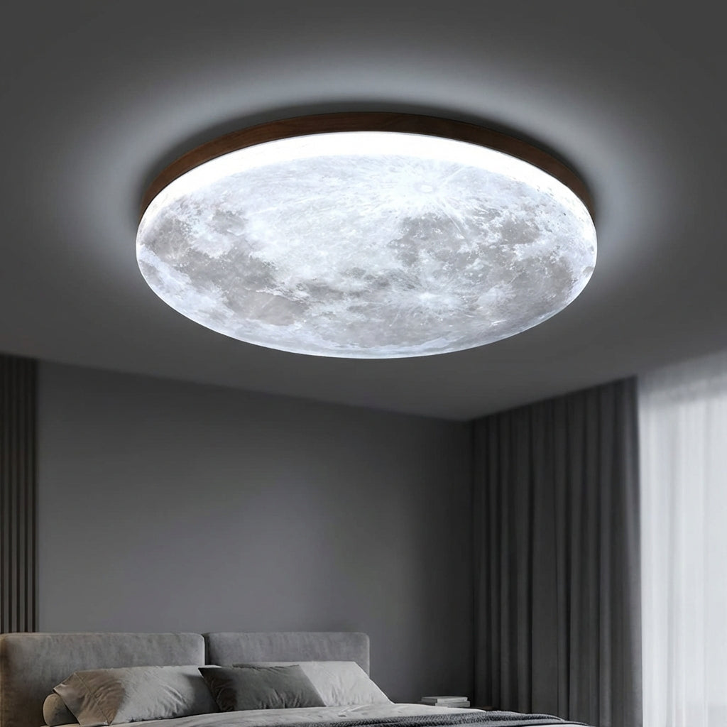 LunaNova Round Ceiling Flush Mount — Soft Diffused Light, Minimalist Moon Silhouette