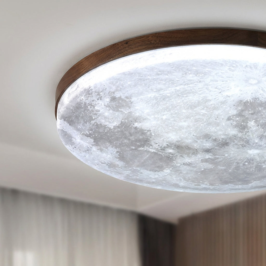 LunaNova Round Ceiling Flush Mount — Soft Diffused Light, Minimalist Moon Silhouette