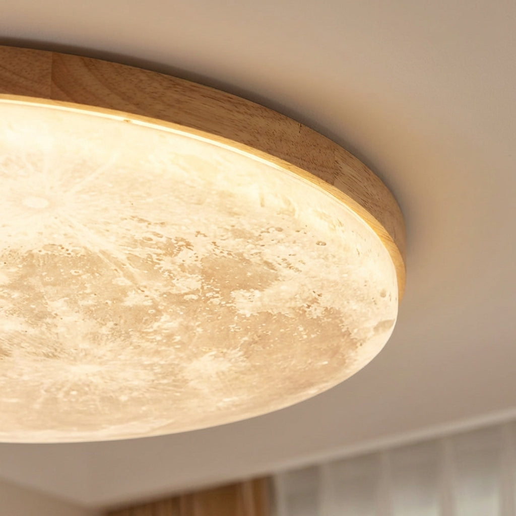 LunaNova Round Ceiling Flush Mount — Soft Diffused Light, Minimalist Moon Silhouette