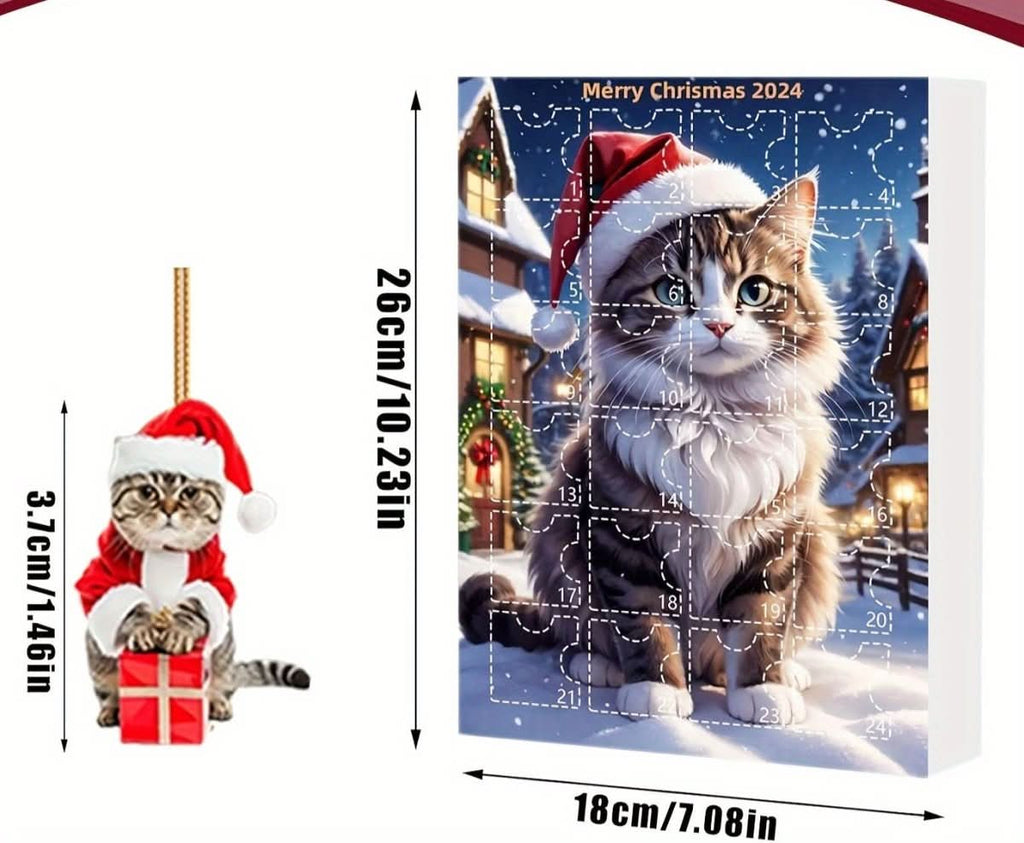 WhiskerJoy Cat Advent Calendar — 24-Day Vintage Acrylic Ornament Charms