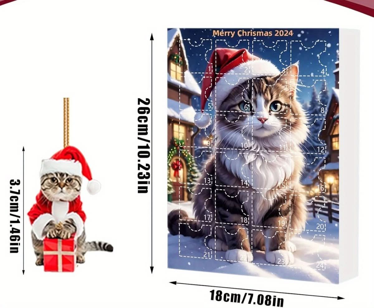 WhiskerJoy Cat Advent Calendar — 24-Day Vintage Acrylic Ornament Charms